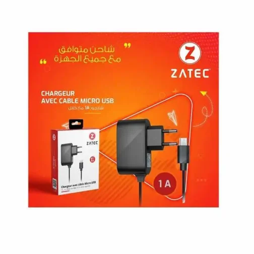 ⁦شاحن الهاتف - Chargeur Téléphone Zatec 1A  Micro usb⁩ - الصورة ⁦2⁩