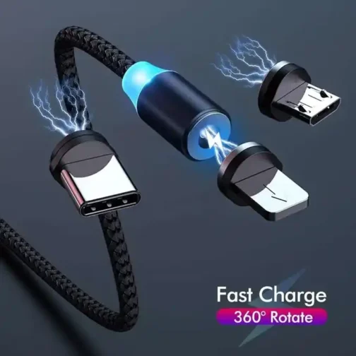 كابل 3 في 1 متعدد مغناطيسي - Cable Charge 3 in 1: Type-C +Micro +Iphone 2.0A Magnétique