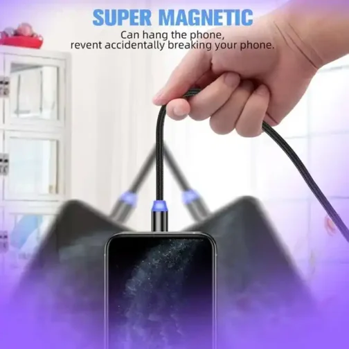 ⁦كابل 3 في 1 متعدد مغناطيسي - Cable Charge 3 in 1: Type-C +Micro +Iphone 2.0A Magnétique⁩ - الصورة ⁦5⁩
