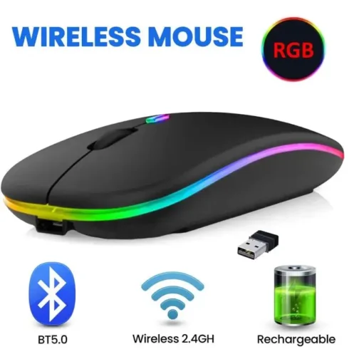 فأرة الحاسوب مضيئة بدون خيط قابلة للشحن - Dplus Souris mouse sans fil Led Rechargable Wireless et Bluetooth