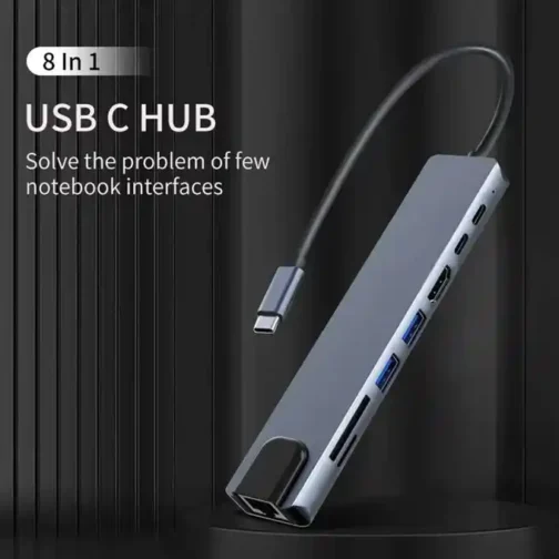 ⁦محول 8 في 1 للحاسوب - Adaptateur USB 8 en 1 Type-C pour Ordinateur Portable Macbook⁩ - الصورة ⁦4⁩